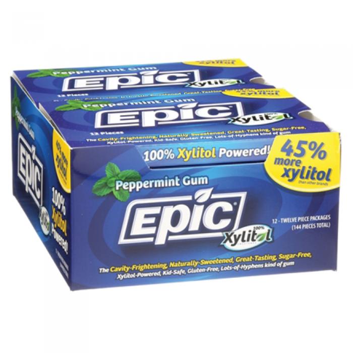 Epic Xylitol Dental Gum Peppermint 12pc Blister Pack x 12 Pk